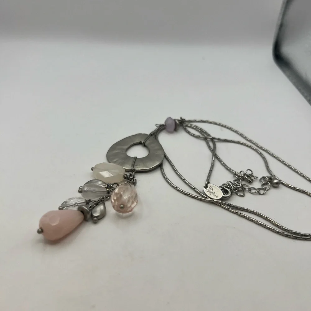 Lia Sophia Silver chain with soft pink and white toned gems